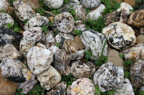 Kamenclub.ru: Кварцевый валунчик фр.100-300 мм.  купить в Брянске кварц белый, бежевый молочный рыжий крупный природный камень галечник 7850 руб/т   фото КАМЕНЬ КЛУБ